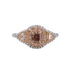 18K ROSE GOLD 0.72 CT CENTER ENGAGEMENT RING WITH 0.42 CT TRILLION SIDE STONES AND 0.59 CT PINK AND WHITE DIAMOND ACCENTS