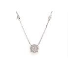 14K White Gold 1/1ctw Diamond Cluster Necklace