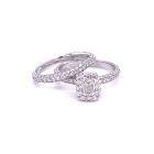 14K White gold 2 1/4ctw Diamond Pave Wedding Set with 1/2ct Emerald Center