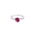14K White Gold 1/2ctw Diamond and 7/8ct Oval Ruby Ring