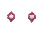 18K White Gold Diamond Earrings with 0.31ctw Diamonds and 2.44ctw Rubies