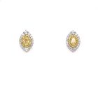 18K White Gold Diamond Earrings with 1.01ctw Diamonds: 0.46ct Center, 0.14ct Canary, 0.41ct White Diamonds