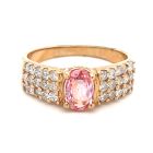 14K Yellow Gold 1/1ctw Diamond and Pink Sapphire Ring