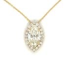 18K Yellow Gold GIA 2235446269 Marquise 2.02 KI1 VGVG None and 0.35ctw Marquise Diamond Halo Pendant
