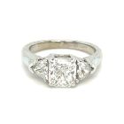 18K White Gold 2.29ctw Radiant Diamond and Trillion 3-stone Ring Containing GIA12251858 Radiant 1.73 F VS2 XX none