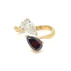 18K Yellow Gold Diamond Bypass Ring with GIA Pear 0.79ct H SI1 and GIA Pear 0.92ct Fancy Dark Orangy Brown VS2