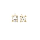 14K Yellow Gold .84ctw Princess Diamond Stud Earrings GIA
