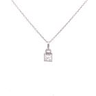 14K White Gold 1/2ctw Princess Diamond "Handbag" Pendant