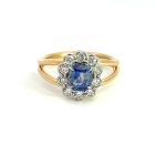 18K White and Yellow .36ctw Diamond and 1.18ct natural Kashmir Sapphire Ring