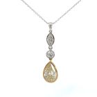 18K White and Yellow Gold 3.71ctw Diamond with 3.04ct Pear Shape Diamond Bezel Pendant