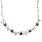 18K White Gold 8/1ctw Diamond and 10/1ctw Sapphire Necklace