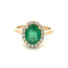 18K Yellow Gold 0.31ctw Diamond and 2/1ctw Emerald Ring