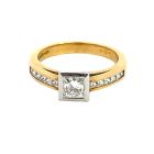 18K Two Tone 0.94ct Diamond Princess Engagement Ring