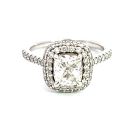 14K White Gold 1 1/2ctw Diamond Cushion Halo Engagement Ring GIA 2468757778 Cushion 1.01 H SI1 EXVG N