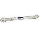 18K White Gold 1/6CTW Diamond and Sapphire Brooch