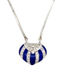 14K White Gold 0.32CTW Diamond & Blue Enamel Bag Pendant