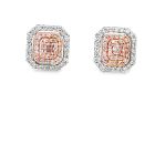 18K White Gold Cushion Shape Pink Diamond Earrings