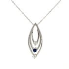 18K White Gold 1/6ctw Diamond and Sapphire Pendant