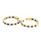 14K Yellow Gold Hoop Earrings with 1.00ctw Diamonds and 1.13ctw Sapphires