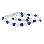 14K White Gold Earrings with 1.40ctw Diamonds and 1.71ctw Sapphires