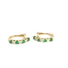 14K Yellow Gold Earrings with 0.60ctw Diamonds and 0.60ctw Emeralds