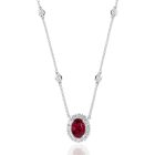 18K White Gold Necklace with 0.48ctw Diamonds and 0.71ctw Rubies
