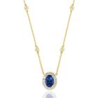 18K Yellow Gold Necklace with 0.48ctw Diamonds and 0.77ctw Sapphires
