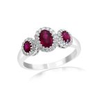 14K White Gold Ring with 0.24ctw Diamonds and 0.88ctw Rubies