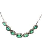 14K White Gold Necklace with 1.00ctw Diamonds and 2.80ctw Emeralds