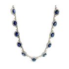 14K White Gold Necklace with 9.32ctw Diamonds and 16.10ctw Sapphires