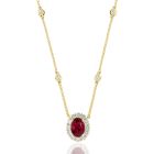 18K Yellow Gold Necklace with 0.50ctw Diamonds and 0.71ctw Rubies