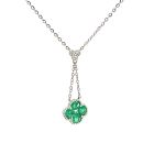 18K White Gold Necklace with 0.07ctw Diamonds and 0.85ctw Emeralds