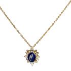 18K Yellow Gold Necklace with 1.00ctw Diamonds and 1.52ctw Sapphires
