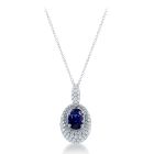 18K White Gold Necklace with 0.67ctw Diamonds and 1.28ctw Sapphires