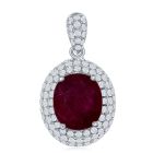 18K White Gold Necklace with 0.48ctw Diamonds and 1.66ctw Rubies