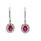 18K White Gold Earrings with 1.79ctw Diamonds and 1.65ctw Rubies