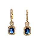 18K Yellow Gold Earrings with 0.95ctw Diamonds and 1.78ctw Sapphires