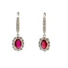 18K White Gold Earrings with 0.95ctw Diamonds and 0.83ctw Rubies