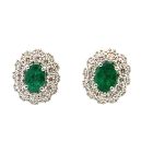 18K White Gold Earrings with 1.05ctw Diamonds and 1.37ctw Emeralds