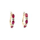14K Yellow Gold Earrings with 0.36ctw Diamonds and 1.63ctw Rubies