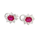 14K White Gold Earrings with 1.20ctw Diamonds and 1.54ctw Rubies