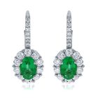 18K White Gold Earrings with 0.92ctw Diamonds and 0.80ctw Emeralds