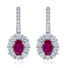 18K White Gold Earrings with 0.92ctw Diamonds and 0.92ctw Rubies