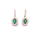 18K Yellow Gold Earrings with 0.92ctw Diamonds and 0.80ctw Emeralds