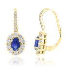 18K  Yellow Gold Earrings with 1.15ctw Diamonds and 1.99ctw Sapphires