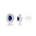 18K White Gold Earrings with 0.65ctw Diamonds and 1.08ctw Sapphires