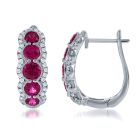 18K White Gold Earrings with 0.29ctw Diamonds and 1.49ctw Rubies
