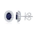 18K White Gold Earrings with 0.83ctw Diamonds and 1.68ctw Sapphires