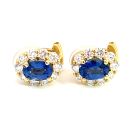 18K Yellow Gold Earrings with 0.83ctw Diamonds and 1.60ctw Sapphires