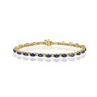 14K Yellow Gold Bracelet with 1.10ctw Diamonds and 6.50ctw Sapphires